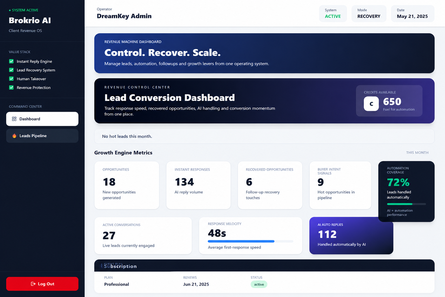 Brokrio Dashboard Preview